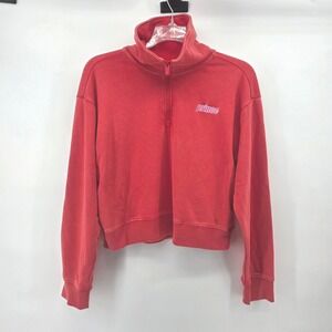 Prince Pickleball Orange Quarter Zip Pullover Sweatshirt Cropped Top Women's XL